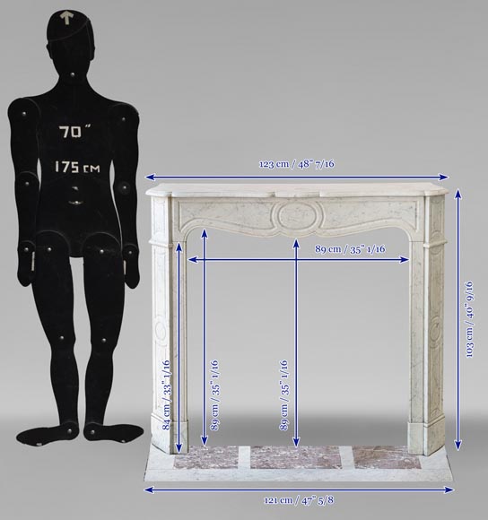 Cheminée de style Louis XV modèle Pompadour en marbre de Carrare-10