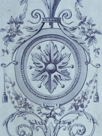 Loebnitz Paris, Poêle en céramique blanche à décor bleu Loebnitz Paris, Poêle en céramique blanche à décor bleu-4