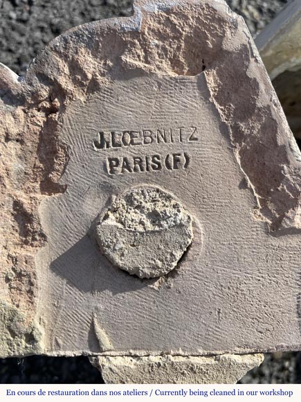 Loebnitz Paris, Poêle en céramique blanche à décor bleu Loebnitz Paris, Poêle en céramique blanche à décor bleu-7