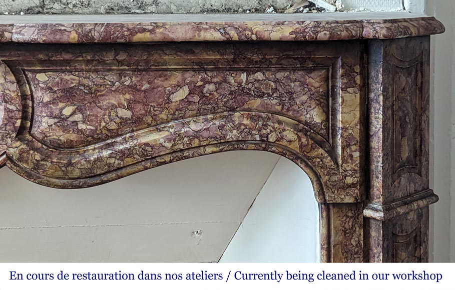 Cheminée de style Louis XV modèle Pompadour en marbre Brocatelle-6