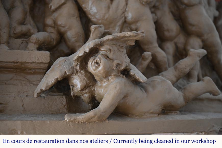 Joseph CHERET, Cheminée aux deux femmes conversant et aux putti-3