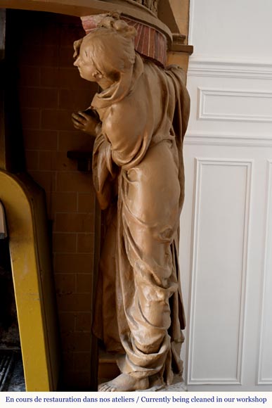 Joseph CHERET, Cheminée aux deux femmes conversant et aux putti-6
