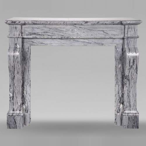 Cheminée de style Louis XVI en marbre Bleu Fleuri