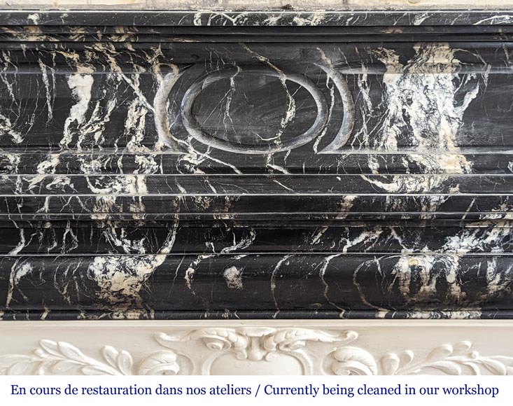 Rarissime Cheminée D'époque Louis XIV En Marbre Noir Gra