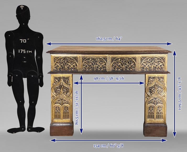 Cheminée de style néo-gothique en bois doré-7