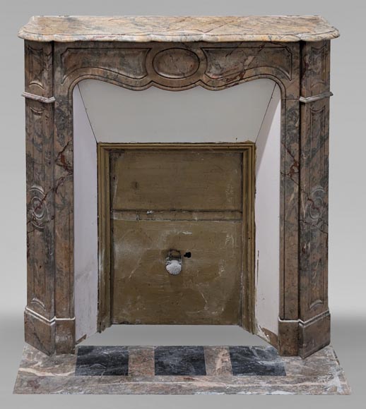 Cheminée En Marbre Bleu Turquin Style Louis XV, Modèle Pompadour, XXe Siècle