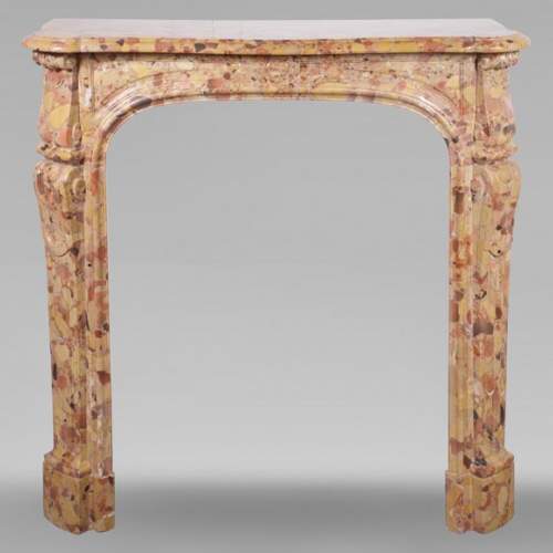 Cheminée de style Louis XIV modèle Pompadour en brèche d'Alep