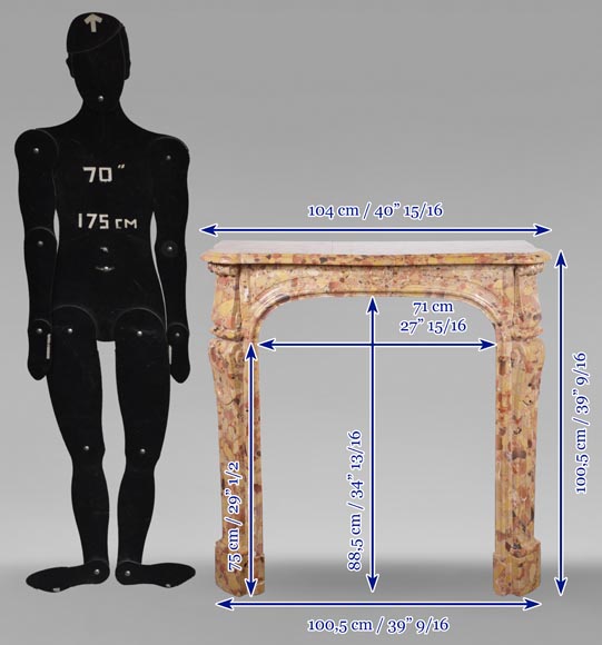 Cheminée de style Louis XIV modèle Pompadour en brèche d'Alep-10