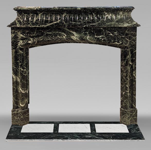 Cheminée de style Louis XIV à acrotères en marbre Vert de Mer Cheminée de style Louis XIV à acrotères en marbre Vert de Mer-0