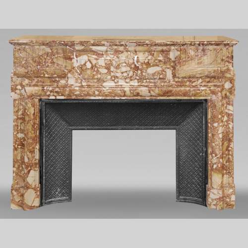 Cheminée style Louis XIV en marbre brèche orange