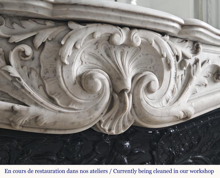 Grande cheminée de style Louis XV en marbre de Carrare Grande cheminée de style Louis XV en marbre de Carrare-2