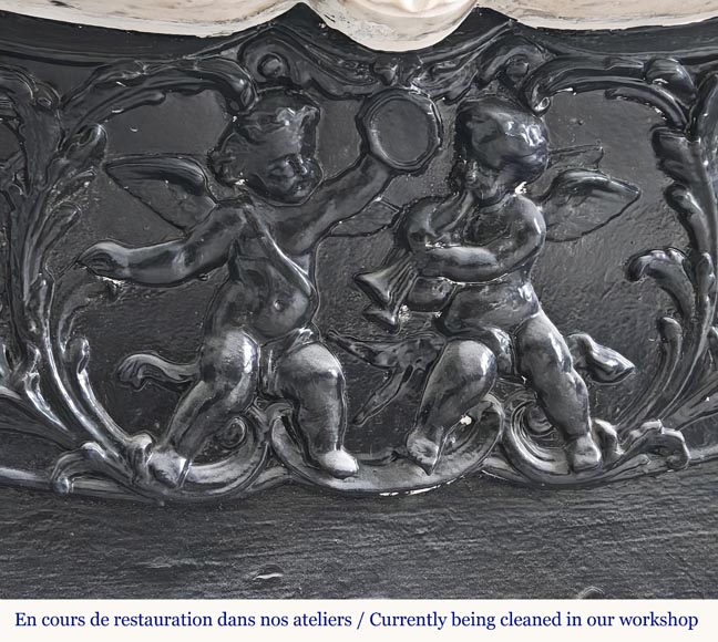 Grande cheminée de style Louis XV en marbre de Carrare Grande cheminée de style Louis XV en marbre de Carrare-13