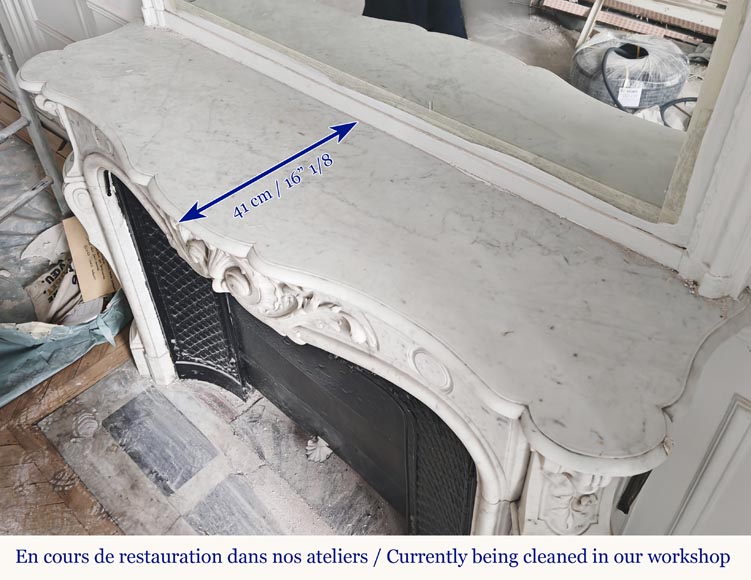 Grande cheminée de style Louis XV en marbre de Carrare Grande cheminée de style Louis XV en marbre de Carrare-14