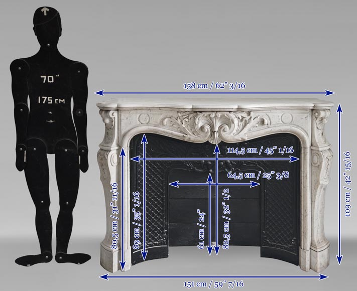 Grande cheminée de style Louis XV en marbre de Carrare Grande cheminée de style Louis XV en marbre de Carrare-15