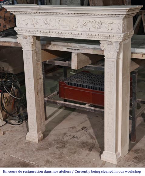 Cheminée de style néo-Renaissance en pierre, à décor végétal-9