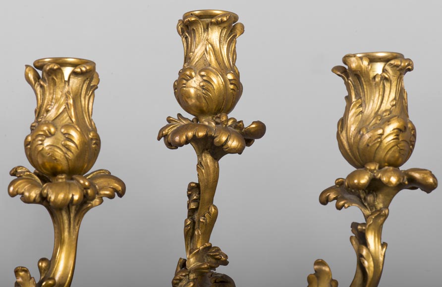 Paire de candélabres de style Régence en bronze doré-2