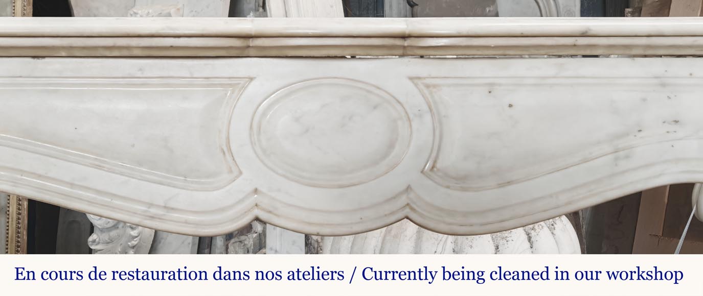 Cheminée de style Louis XV modèle Pompadour, en marbre demi statutaire-1