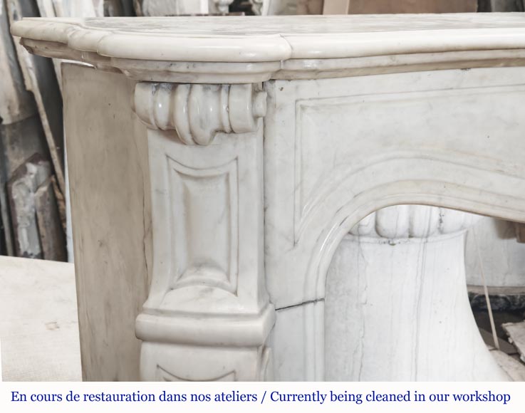 Cheminée de style Louis XV modèle Pompadour, en marbre demi statutaire-3