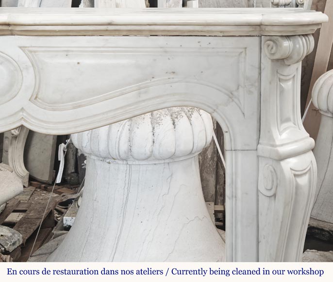 Cheminée de style Louis XV modèle Pompadour, en marbre demi statutaire-6
