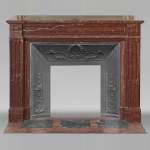 Cheminée de style Louis XVI en marbre rouge Antique