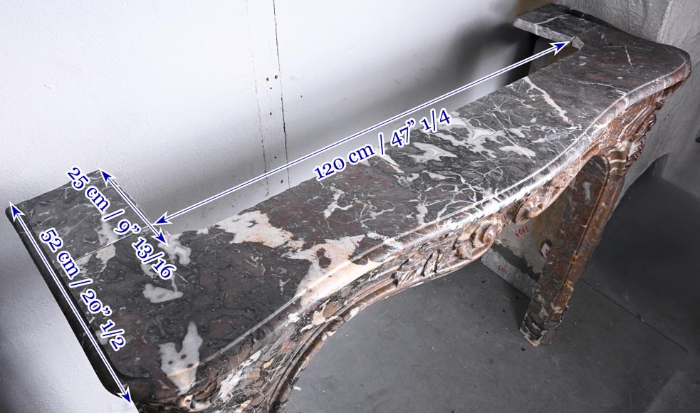 Cheminée d'époque Louis XV en marbre rouge de Rance-11