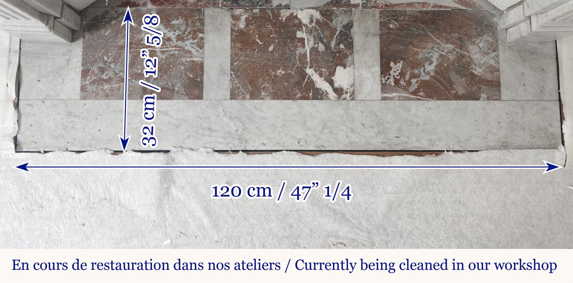 Cheminée de style Louis XVI cannelée, en marbre de Carrare-8