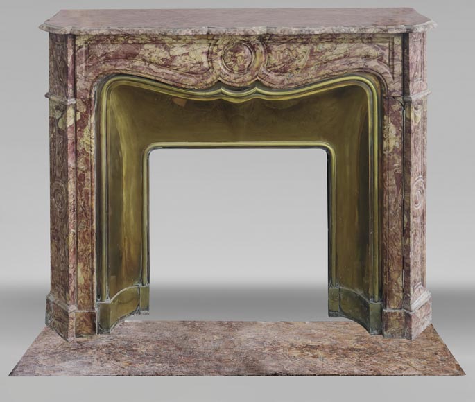 Cheminée de style Louis XV modèle Pompadour, en marbre Brocatelle d'Espagne-0