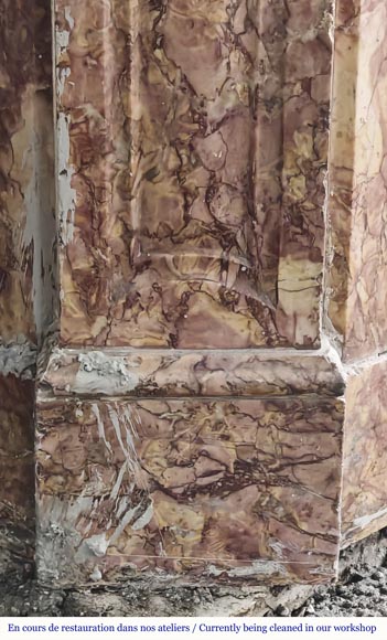 Cheminée de style Louis XV modèle Pompadour, en marbre Brocatelle d'Espagne-4