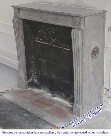 Cheminée de style Louis XVI en marbre bleu turquin-5