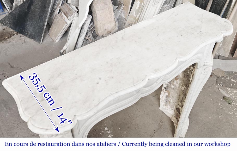 Cheminée de style Louis XV modèle Pompadour en marbre de Carrare-8