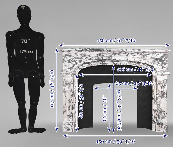 Cheminée de style Régence en marbre brèche violette-11