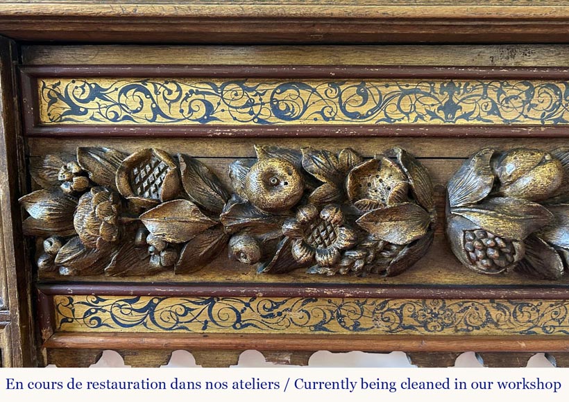 Cheminée d’applique avec trumeau, bois sculpté et doré, éléments du XVIIIᵉ et XIXᵉ siècles-2
