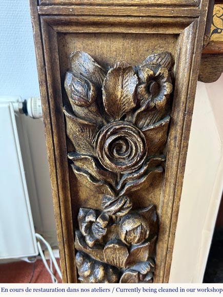 Cheminée d’applique avec trumeau, bois sculpté et doré, éléments du XVIIIᵉ et XIXᵉ siècles-6