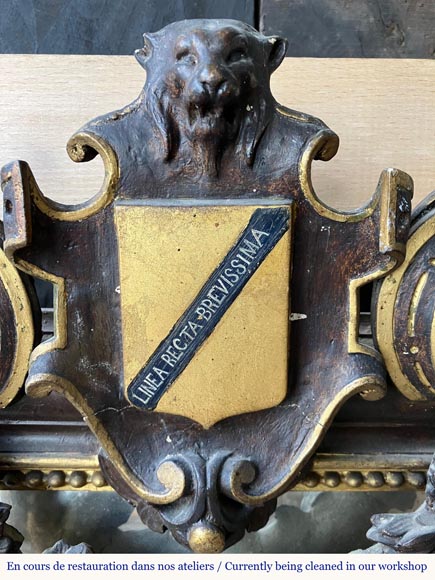 Cheminée d’applique avec trumeau, bois sculpté et doré, éléments du XVIIIᵉ et XIXᵉ siècles-9