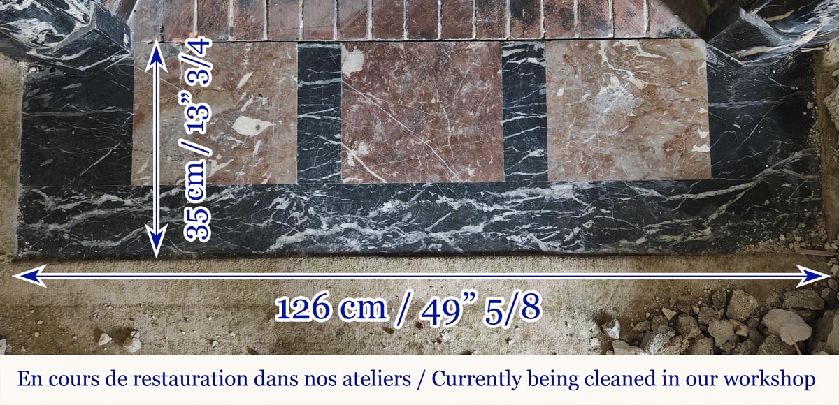 Cheminée de style Louis XIV en marbre Noir Marquina-8