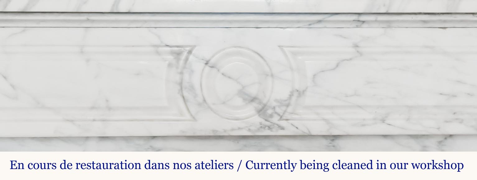 Cheminée de style Louis XVI en marbre Arabescato-1