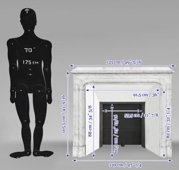Cheminée de style Louis XIV en marbre de Carrare Cheminée de style Louis XIV en marbre de Carrare-9