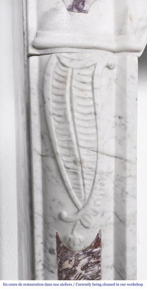 Cheminée de type provençale en marbre de Carrare veiné et en marbre de couleur Cheminée de type provençale en marbre de Carrare veiné et en marbre de couleur-5