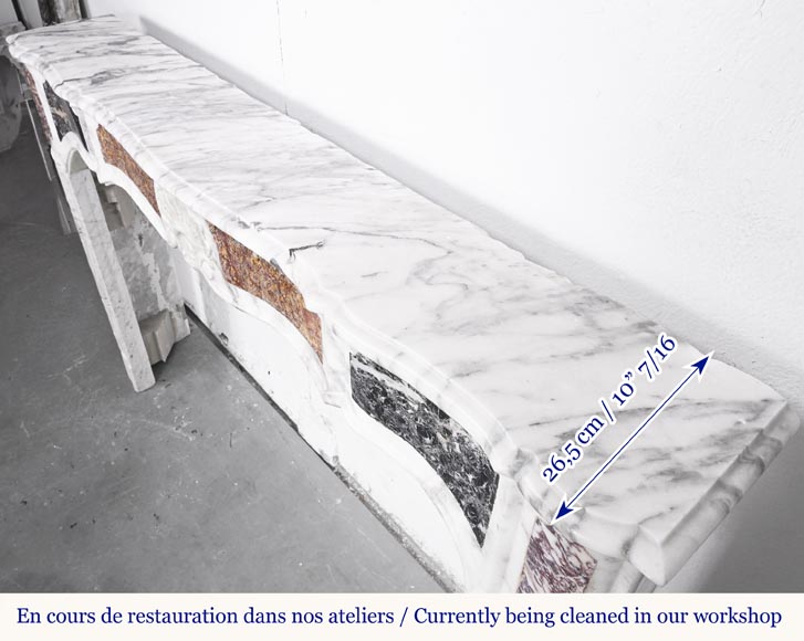 Cheminée de type provençale en marbre de Carrare veiné et en marbre de couleur Cheminée de type provençale en marbre de Carrare veiné et en marbre de couleur-10