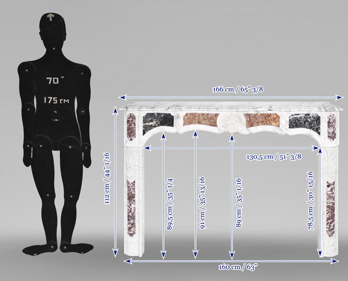 Cheminée de type provençale en marbre de Carrare veiné et en marbre de couleur Cheminée de type provençale en marbre de Carrare veiné et en marbre de couleur-11
