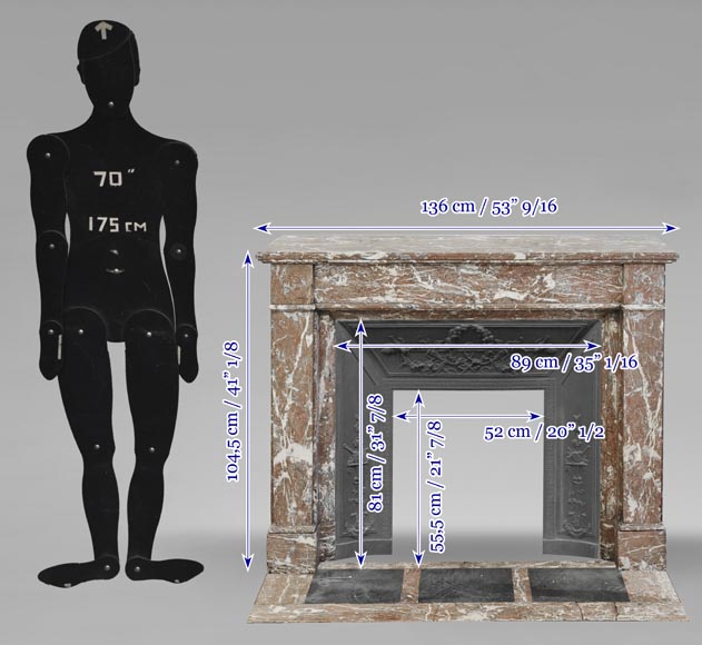 Cheminée de style Louis XVI en marbre Rouge du Nord-10
