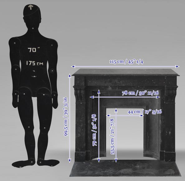 Cheminée de style Napoléon III modèle modillon en marbre noir moucheté Cheminée de style Napoléon III modèle modillon en marbre noir moucheté-10