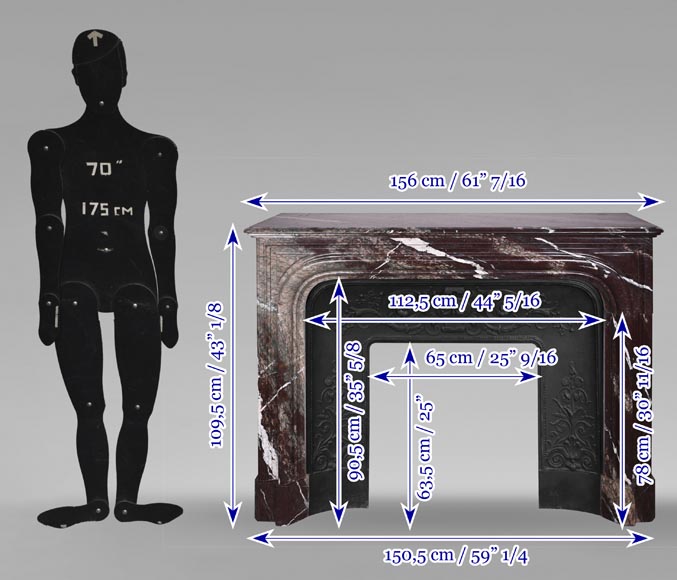 Cheminée de style Louis XIV en marbre Campan Rubané Cheminée de style Louis XIV en marbre Campan Rubané-9