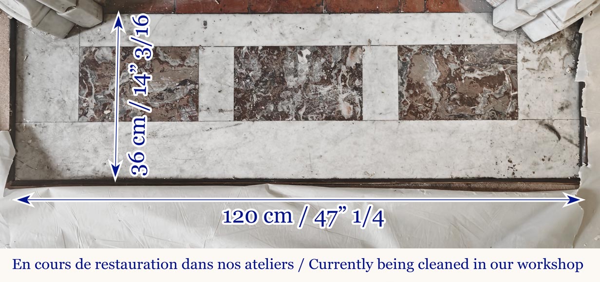 Cheminée de style Louis XV en marbre de Carrare-8