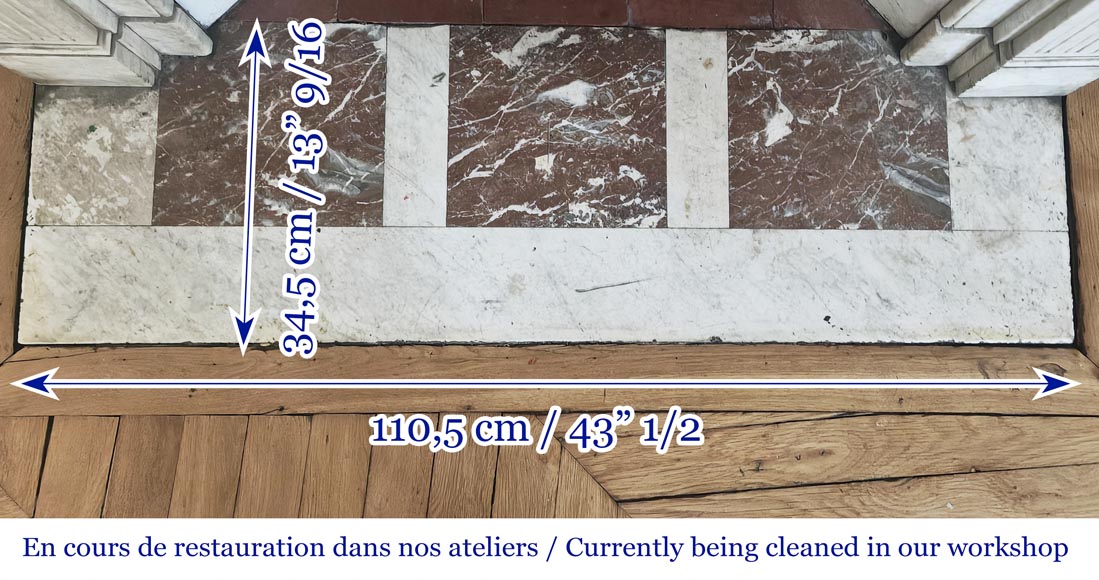 Cheminée de style Louis XVI ornée d'un tournesol, en marbre de Carrare-8