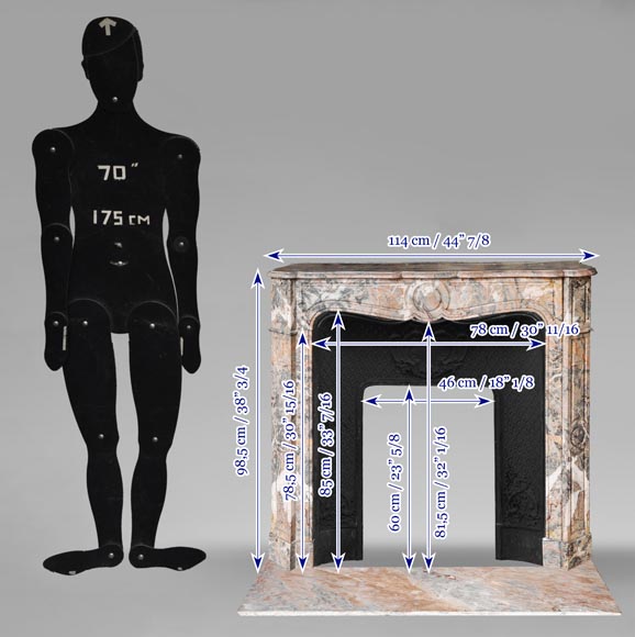 Cheminée de style Louis XV modèle Pompadour en marbre Enjugerais-10