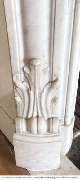 Cheminée de style Louis XV en marbre de Carrare, décorée d'une coquille-4