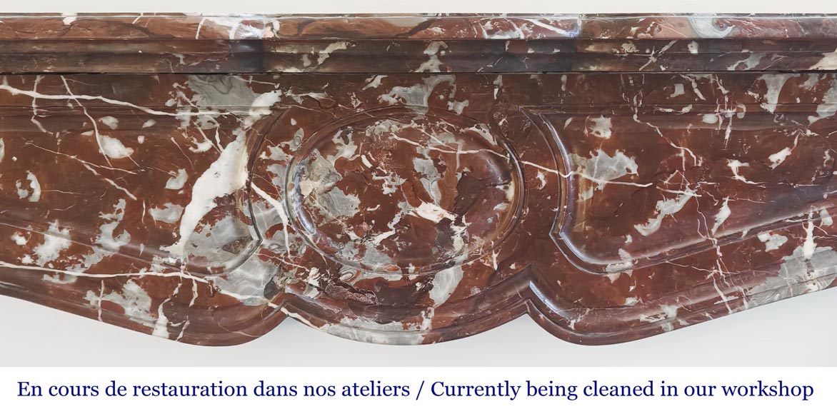 Cheminée style Louis XV modèle Pompadour, en marbre rouge du Nord-1