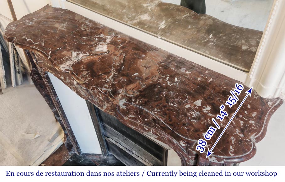 Cheminée style Louis XV modèle Pompadour, en marbre rouge du Nord-9
