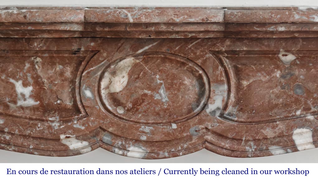 Cheminée de style Louis XV modèle Pompadour, en marbre Rouge du Nord-1